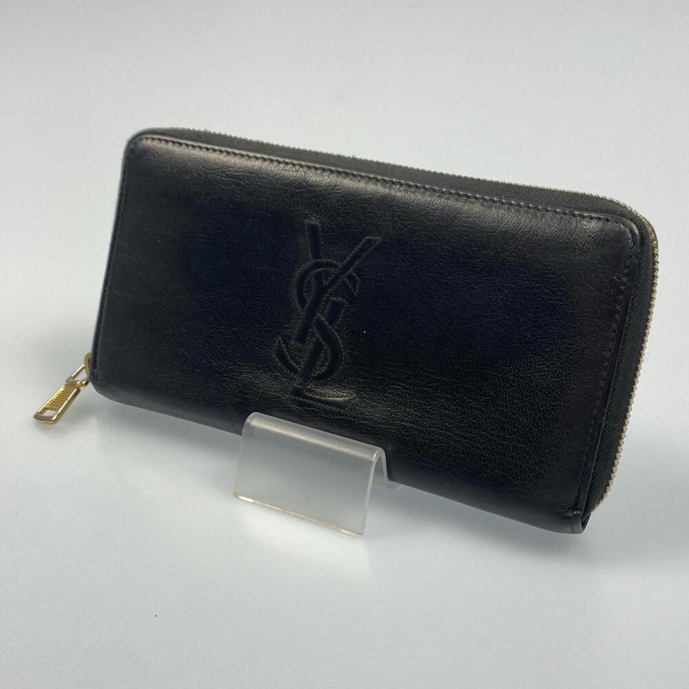 Saint Laurent Yves Long Wallet Round Zipper Black